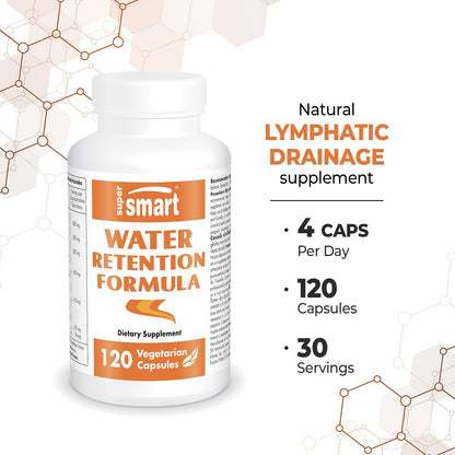 Supersmart – Water Retention Formulation (Advanced Complex) – with Dandelion, Guarana, Caffeine, Betalains – Natural Lymphatic Drainage Supplement | Non-GMO & Gluten-Free – 120 Vegetarian Capsules