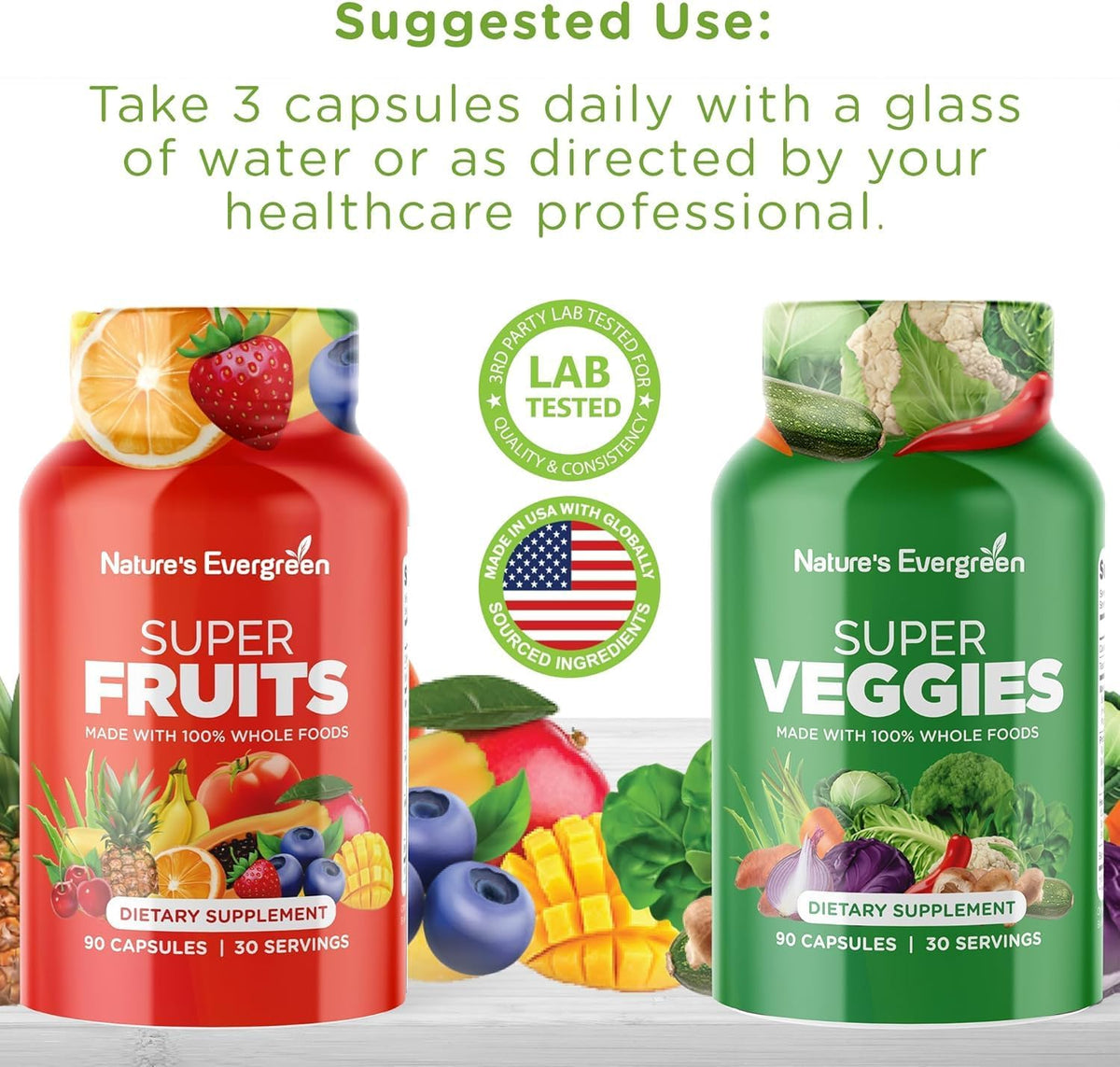 Fruit and Vegetable Supplement – Nature's Evergreen – 180 Capsules (Pack of 2) - görsel 6