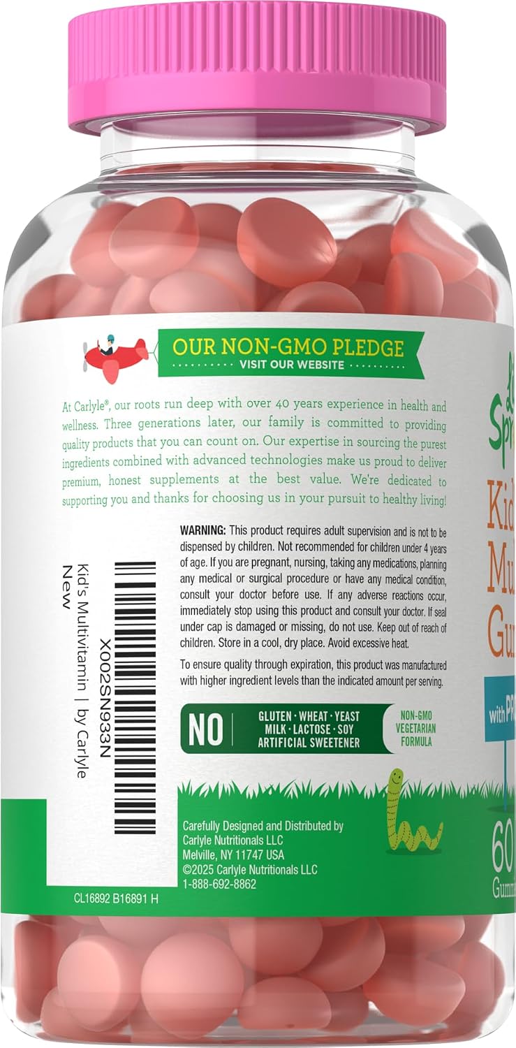Carlyle Kids Multivitamin Gummies with Probiotics - 60 Chewables - Berry Flavour - Vegetarian, Non-GMO, Gluten-free Children's Supplement - görsel 3
