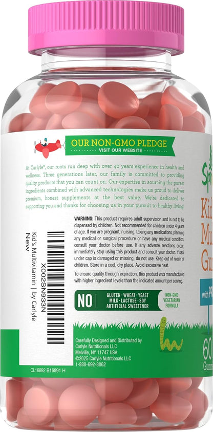 Carlyle Kids Multivitamin Gummies with Probiotics - 60 Chewables - Berry Flavour - Vegetarian, Non-GMO, Gluten-free Children's Supplement
