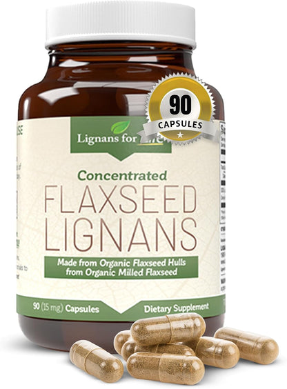Lignans For Life Flaxseed Lignans for Dogs and People - Organic Flaxseed Supplement for Hormonal Support, 15mg, 90 Capsules