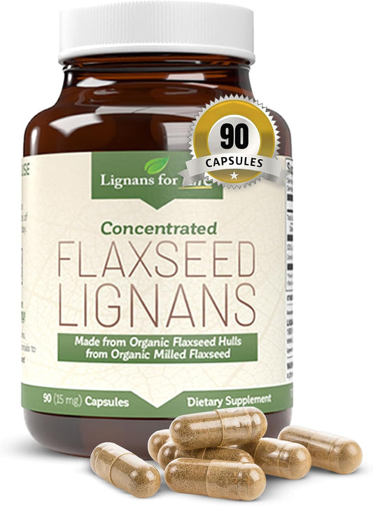 Lignans For Life Flaxseed Lignans for Dogs and People - Organic Flaxseed Supplement for Hormonal Support, 15mg, 90 Capsules