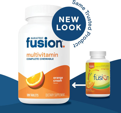 Bariatric Fusion Orange Cream Flavoured Complete Chewable Bariatric Multivitamin with Iron - 120 Tablets