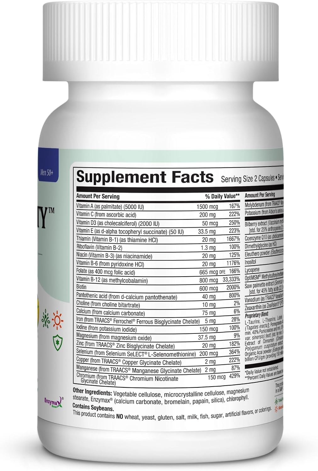 Multivitamin 50 Plus – Daily Multivitamin for Women Over 50 with Vitamin B12, A, D, C, Zinc, Magnesium & More – Energy, Immune & Heart Support – Non-GM (60 Tablets) - görsel 2