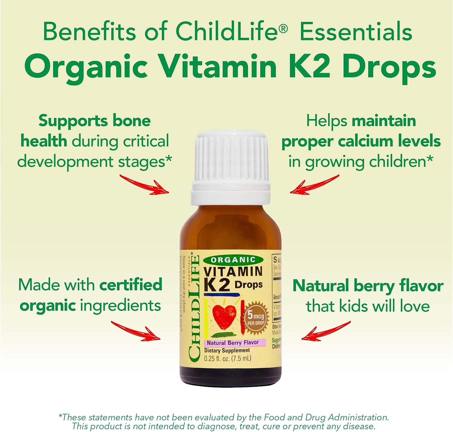 ChildLife Essentials Organic Vitamin K2 Drops - Natural Berry Flavour, 0.25 fl oz - görsel 6