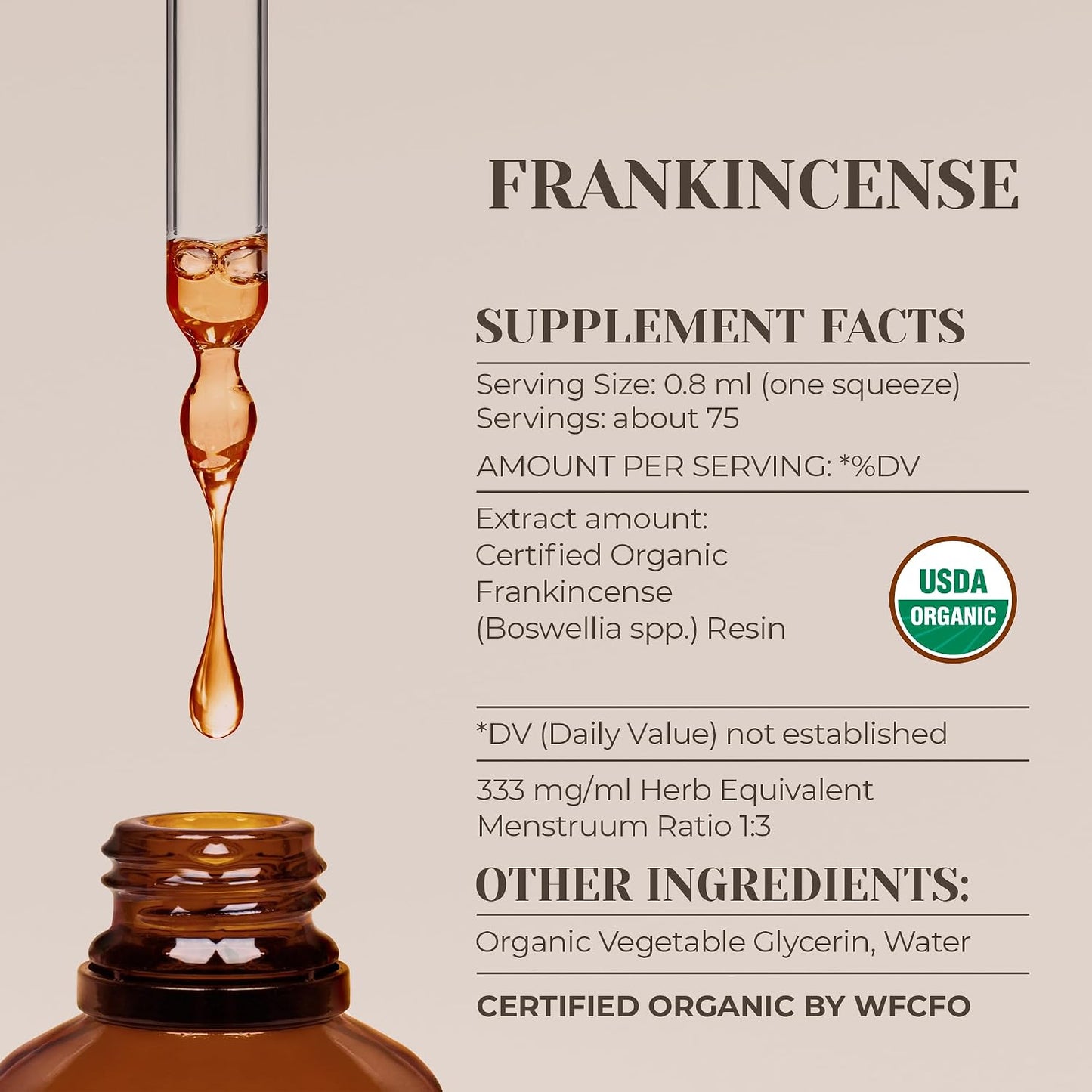 Frankincense USDA Organic | Alcohol-Free Extract, Organic Herbal Drops, Food Supplement, Wellbeing Support | Tincture from Certified Organic Boswellia Serrata 60 ml - görsel 3