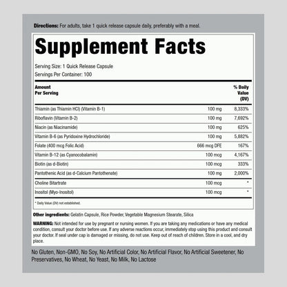 Piping Rock Vitamin B100 Complex, 100 Capsules