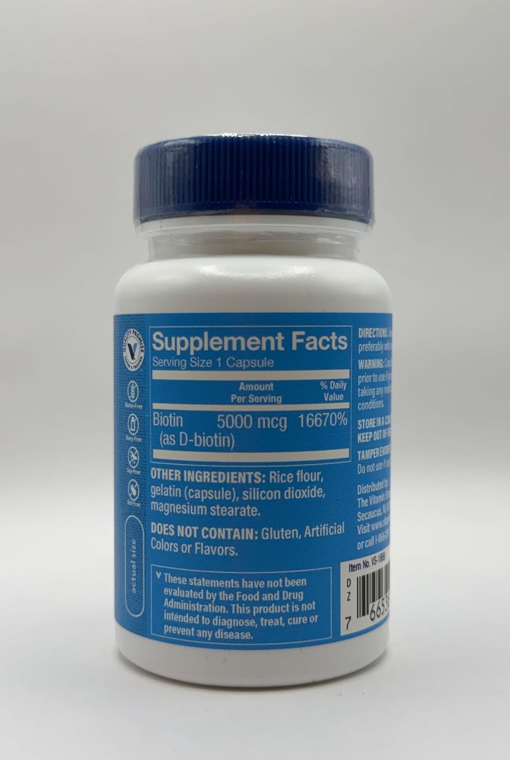 The Vitamin Shoppe Biotin 5,000mcg - Hair, Skin & Nail Support, High Strength B Vitamin (120 Capsules) - görsel 3