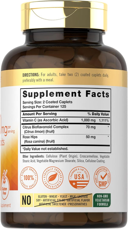 Carlyle Vitamin C 1000mg with Rose Hips and Citrus Bioflavonoids, 250 Tablets