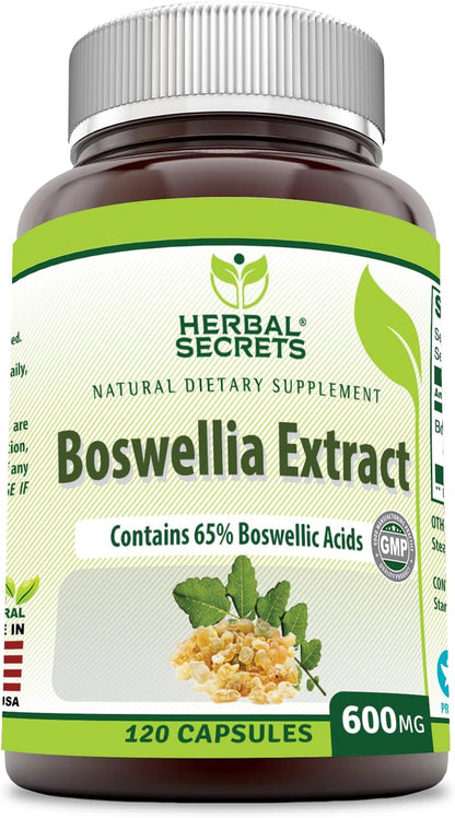 Herbal Secrets Boswellia Serrata Extract (65% Boswellic Acids) 600 mg Capsules, 250 Capsules