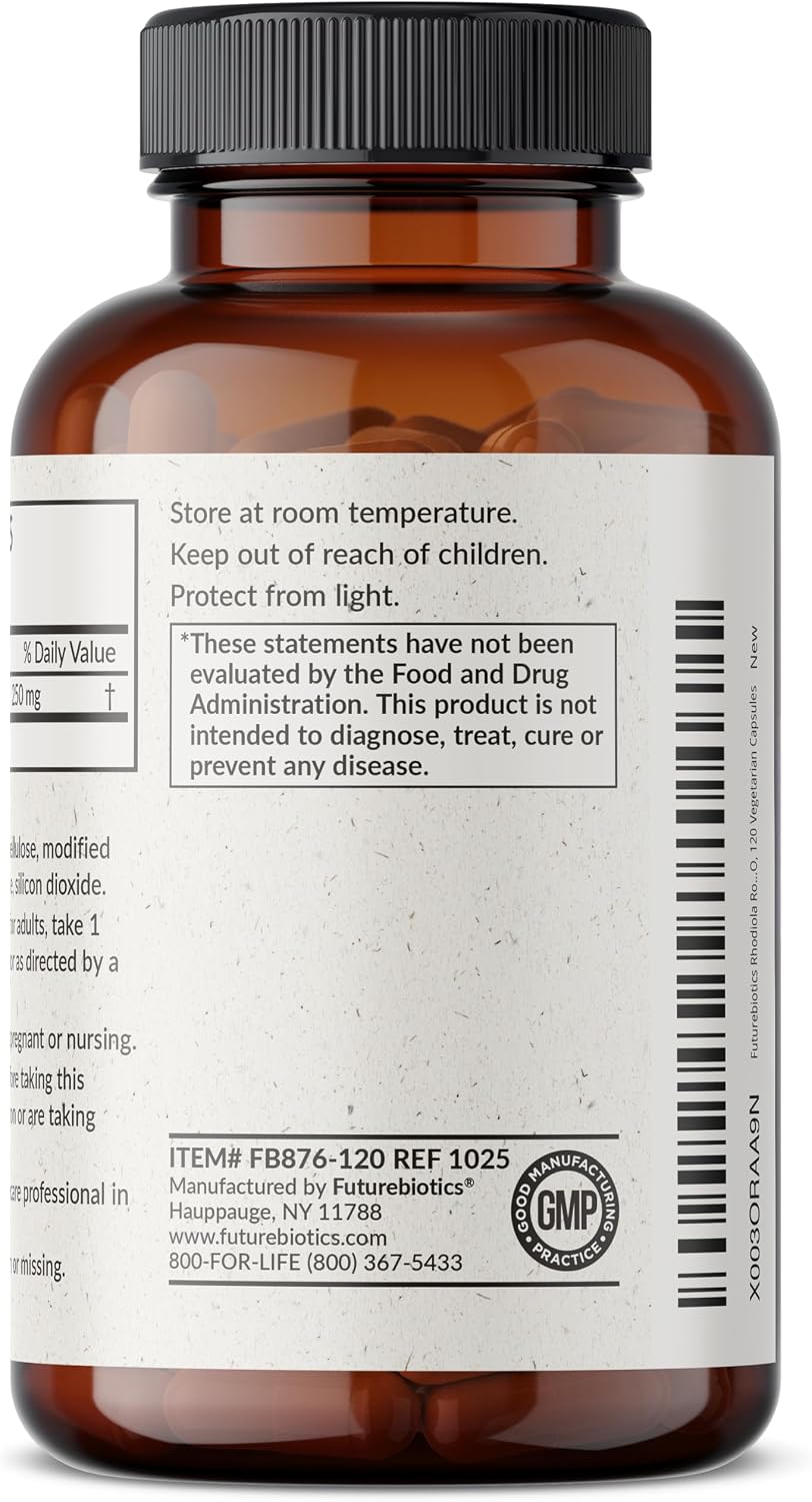 Futurebiotics Rhodiola Rosea Powder Adaptogenic Herb Vegetarian Capsules, 120 Capsules - görsel 3