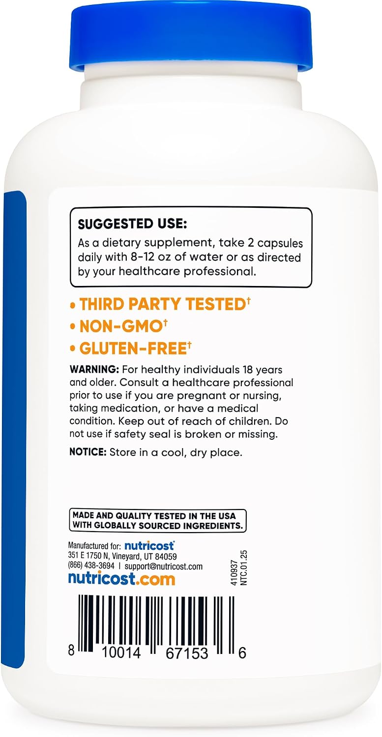 Nutricost Vitamin C with Zinc Capsules, 120 Servings - 1000mg Vitamin C, 45mg Zinc, Non-GMO, Gluten-free - görsel 4