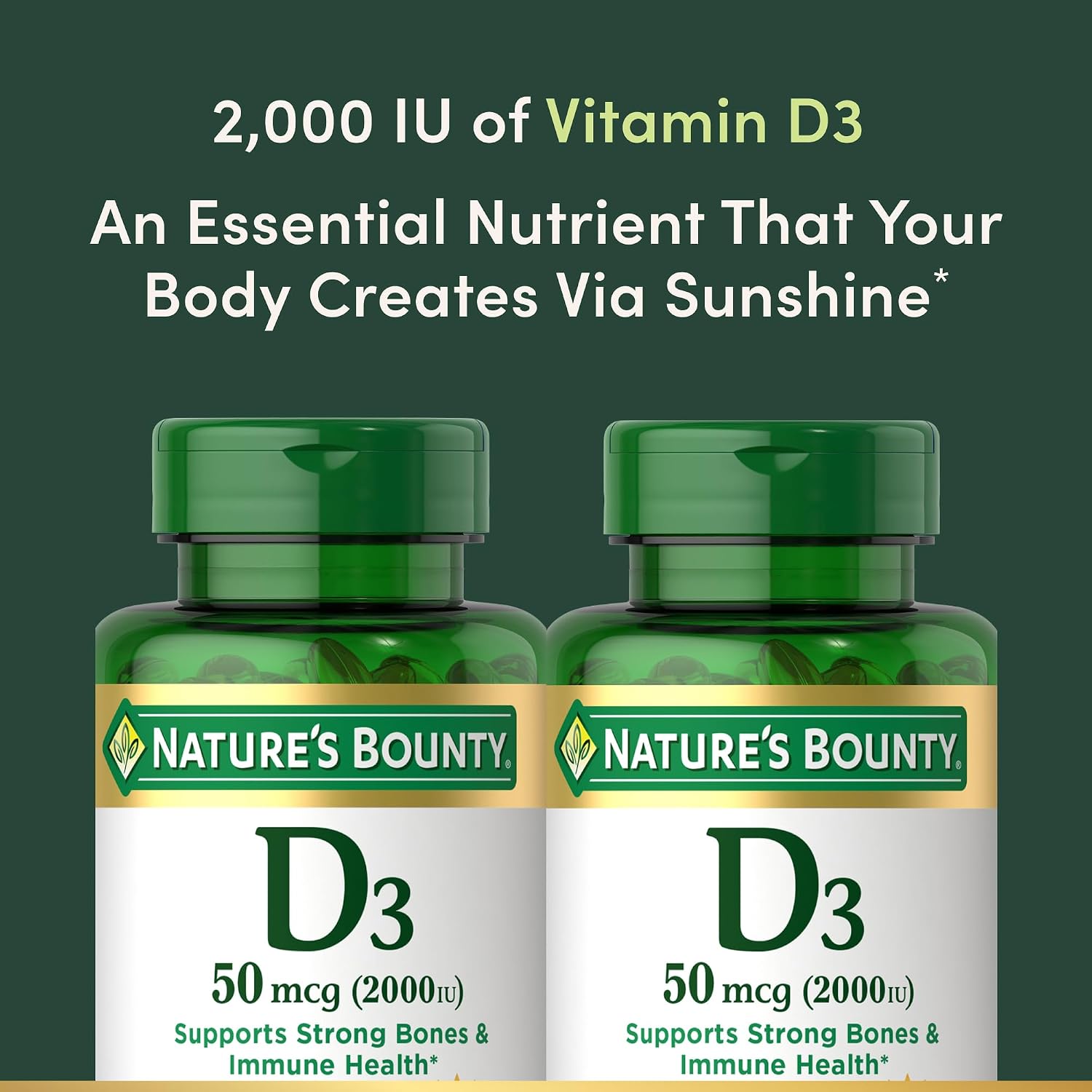 Nature's Bounty Vitamin D3, 2000 IU, 150 Softgels (Pack of 2) - görsel 3