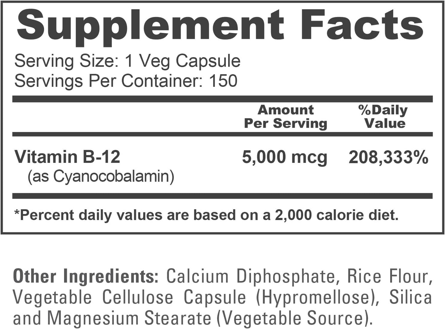 NusaPure Vitamin B12 5000 mcg 150 Veggie Capsules - High Strength, Non-GM, Vegan - görsel 4