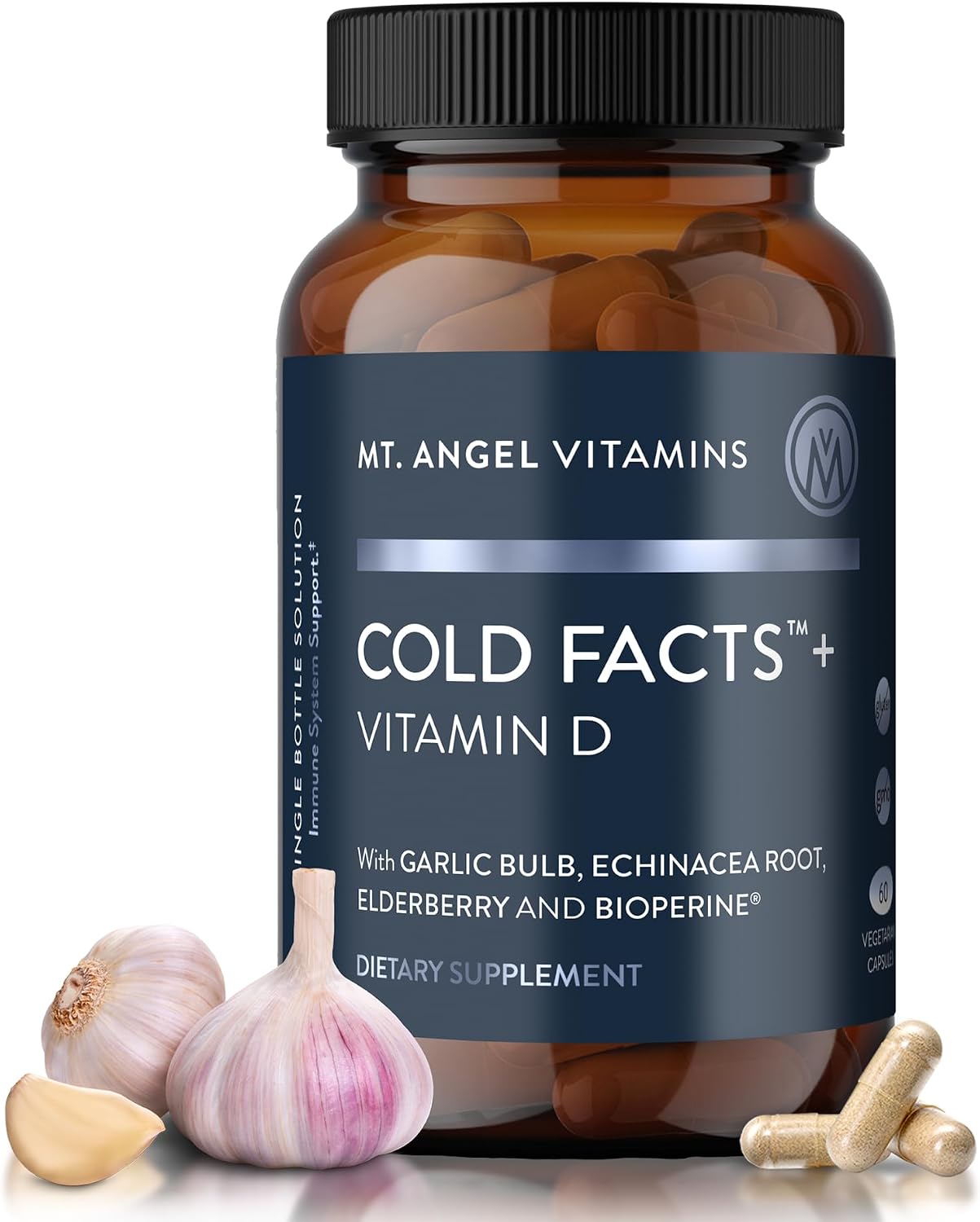Mt. Angel Vitamins Cold Facts + Vitamin D, Immune System Support (60 Vegetarian Capsules) - görsel 1
