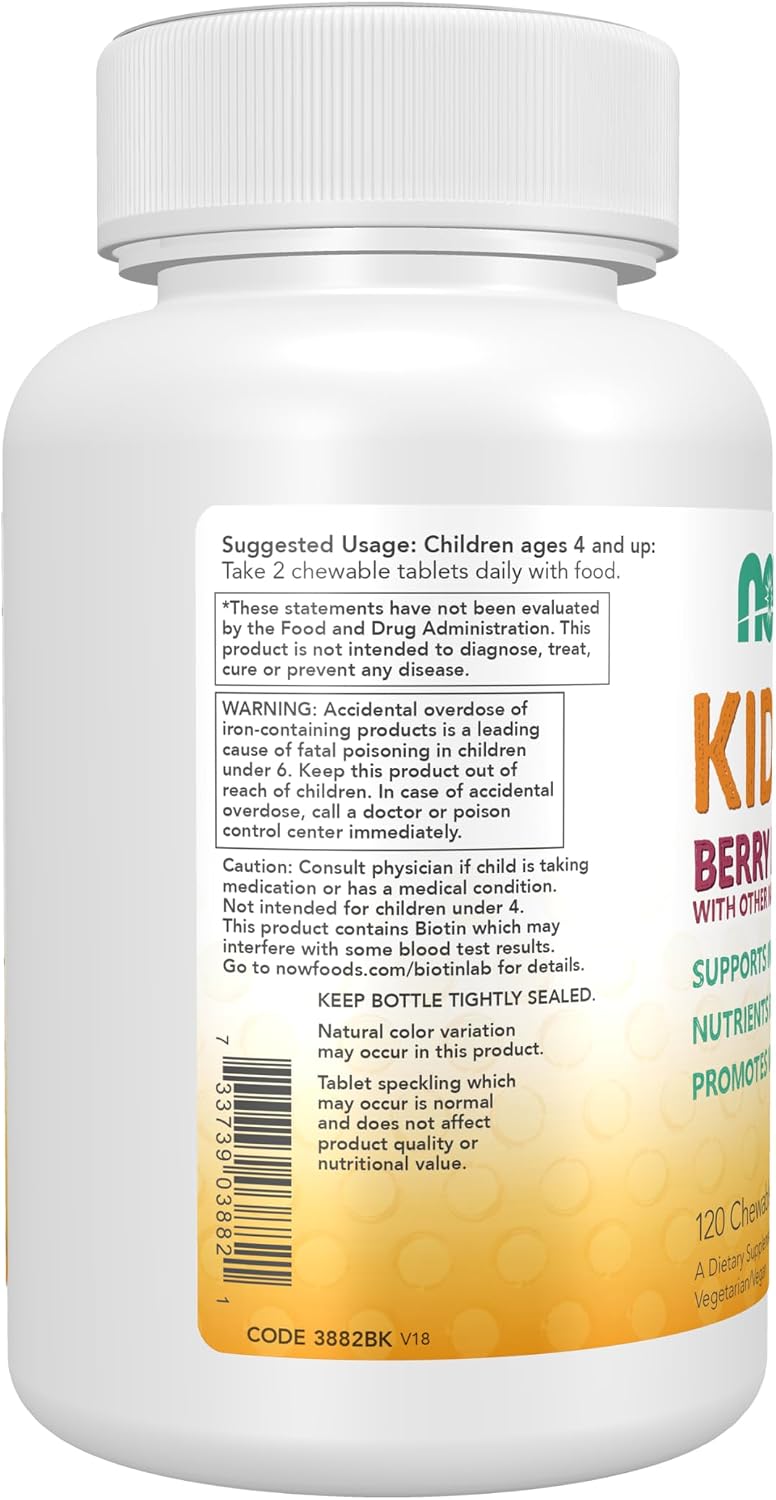 NOW Foods Kid Vits Multivitamin - Berry Lemonade, 120 Chewable Tablets - görsel 3