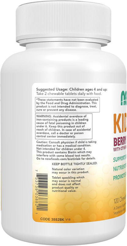 NOW Foods Kid Vits Multivitamin - Berry Lemonade, 120 Chewable Tablets