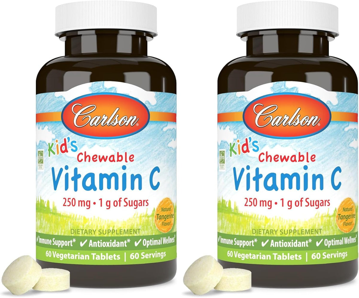 Carlson Children's Chewable Vitamin C, 250 mg, Tangerine, 60 Vegetarian Tablets - görsel 10