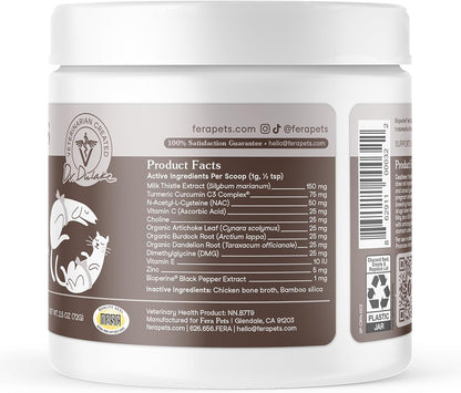 Fera Pets Cat & Dog Liver Support Powder with Milk Thistle – 60 Scoops