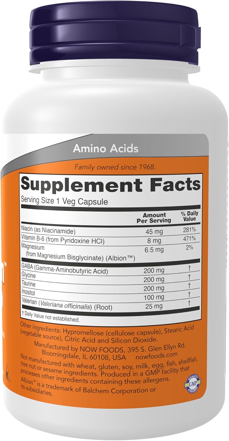 NOW Foods True Calm with Magnesium, GABA, B Vitamins and More, 90 Vegan Capsules - görsel 2