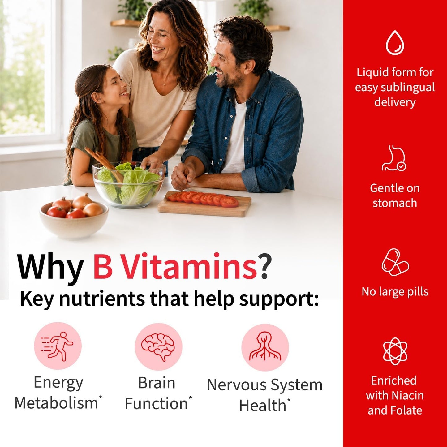 NUSAVA (2 Pack) Vitamin B12 Liquid Drops with B6, B1, Niacin & Folate — B12 Sublingual Vitamin B Complex, Methylcobalamin 5000 mcg, for Energy, Brain & Heart Support, Raspberry Flavour, 80 Servings - görsel 3