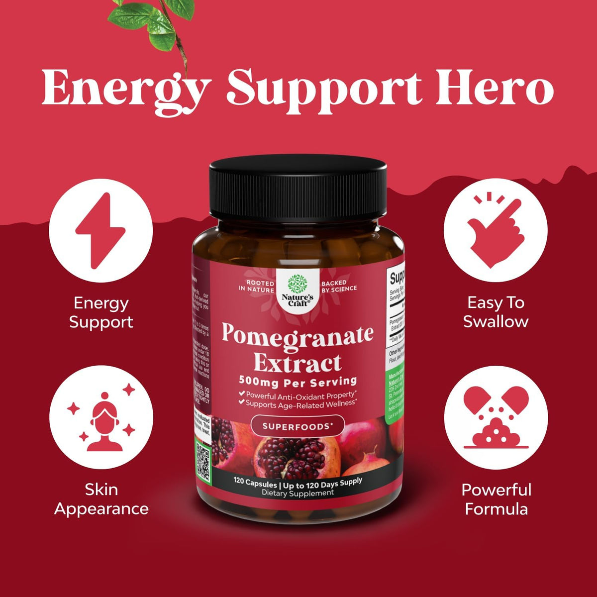 Advanced Pomegranate Extract Capsules - 500mg, 120 Capsules - görsel 2