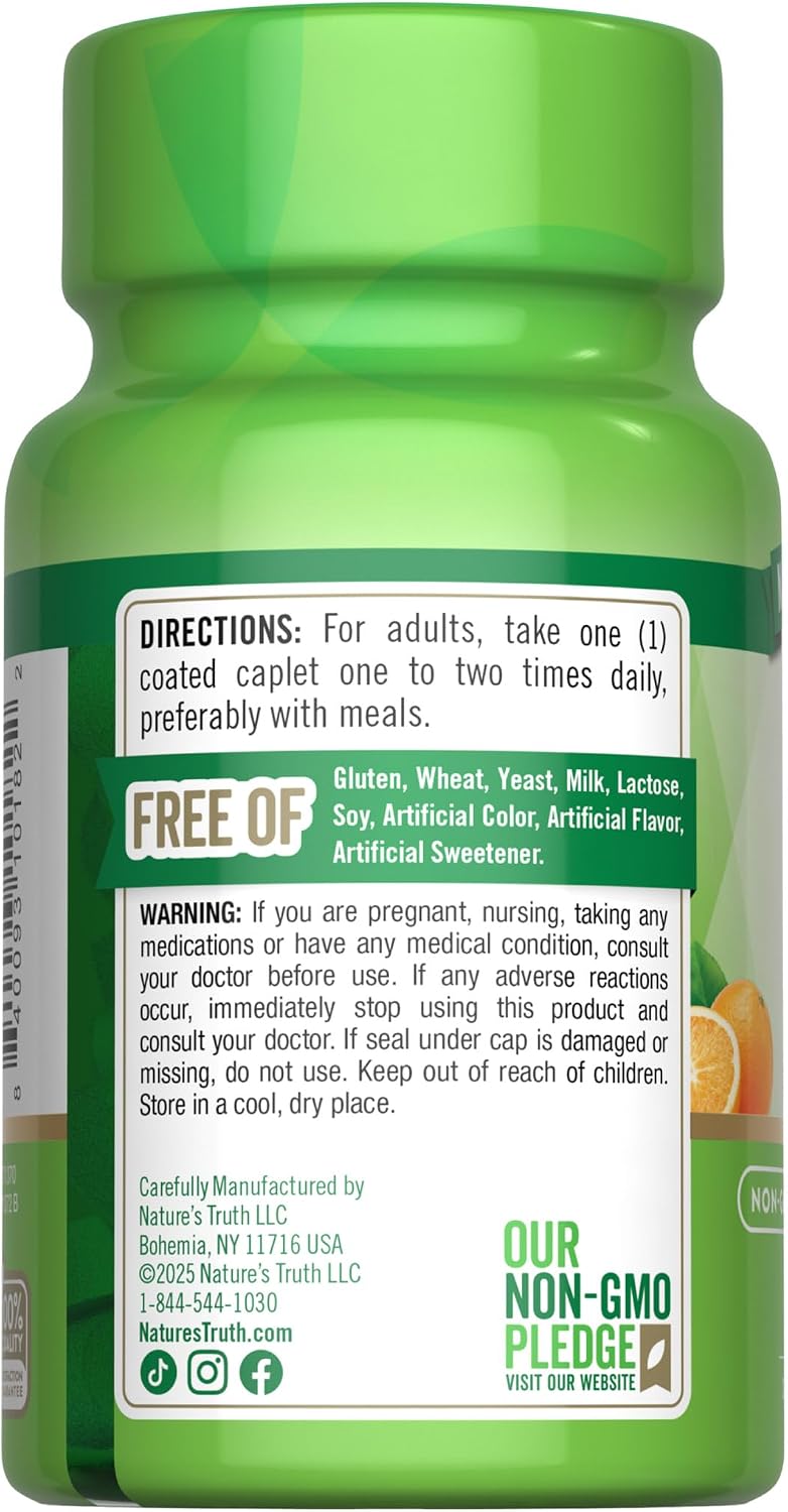 Nature's Truth Vitamin C with Rose Hips, 1000mg, 60 Coated Caplets - görsel 7