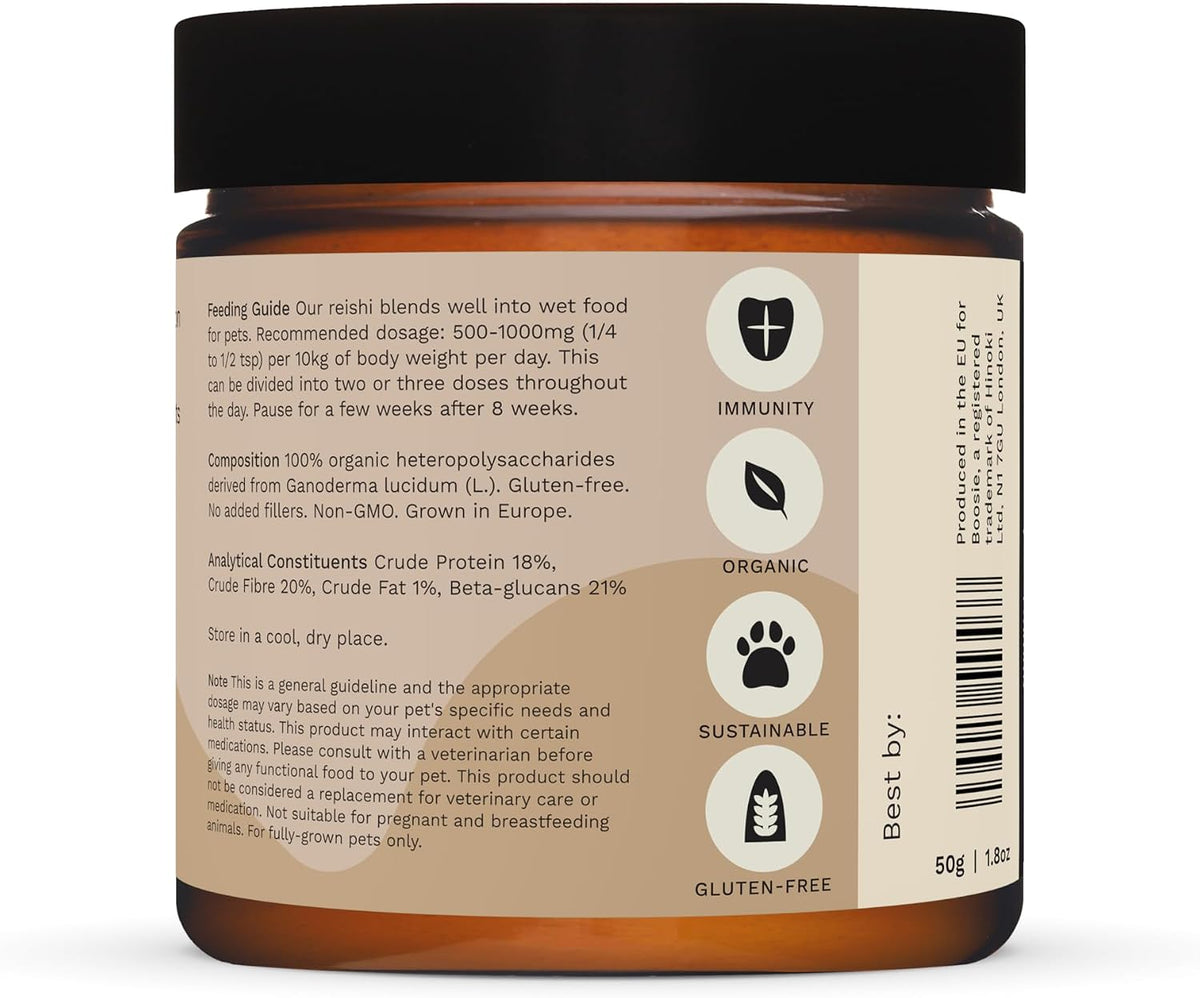 Boosie Organic Adaptogenic Powder for Dogs and Cats - Supports Immune System, Liver and Vitality - Reishi Mushroom - 100% Natural Without Additives or Preservatives - Pet Nutrition - görsel 3