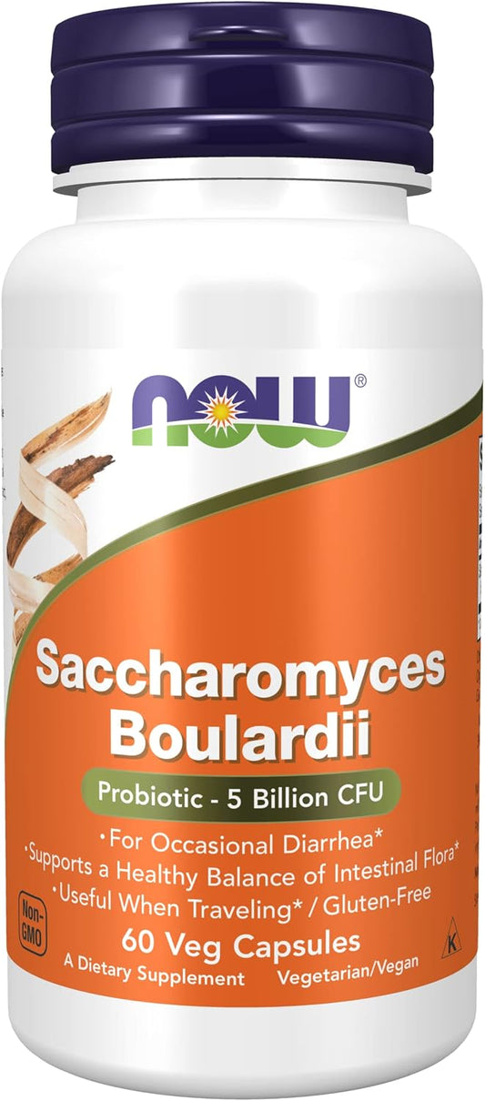 NOW Foods Saccharomyces Boulardii Gastrointestinal Support, 60 Capsules (Pack of 2)
