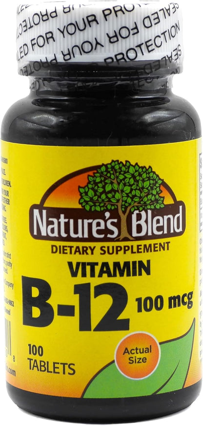 Nature's Blend Vitamin B12 100 mcg Tablets, 100 Tablets
