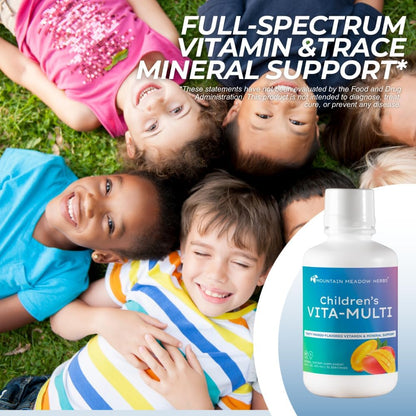 Mountain Meadow Herbs Children's Vita-Multi: Blended Vitamin & Mineral Supplement - Fast-Absorbing Liquid Kids Vitamins with Fruits, Greens, and Lutein for Eye Support (473 ml)