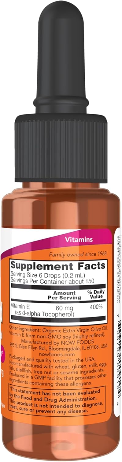NOW Foods Natural Vitamin E Liquid (D-alpha-tocopherol), 13,000 IU, 30ml - görsel 2