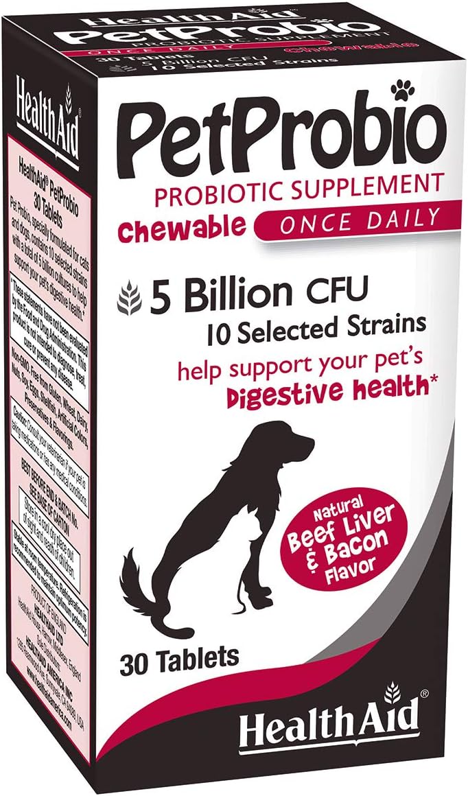 HealthAid PetProbio 5 Billion CFU Probiotic for Cats & Dogs – 10-Strain Once-Daily Digestive Support – Natural Beef, Liver & Bacon Flavour – Non-GMO, Gluten-Free - görsel 1