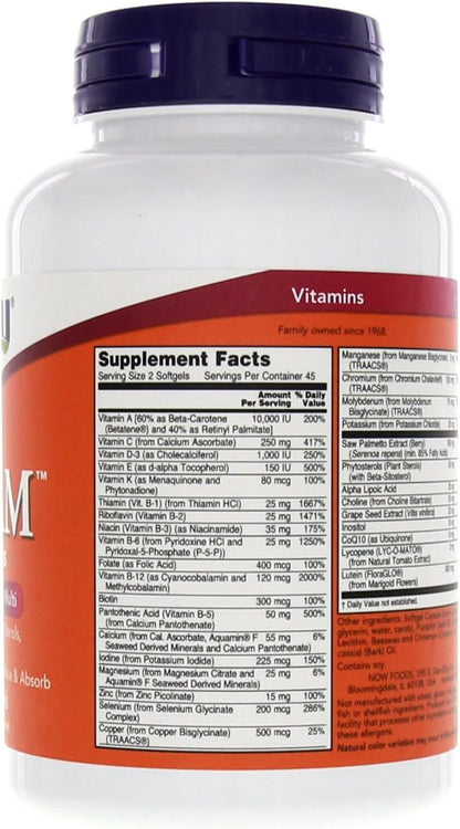 NOW Foods Adam Men's Multivitamin 90 Softgels (Pack of 2)