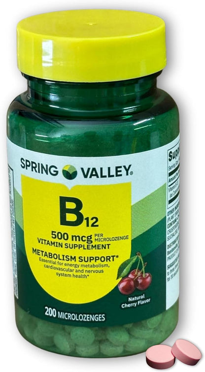B12 500 mcg Sublingual Cherry Flavour - 200 Lozenges