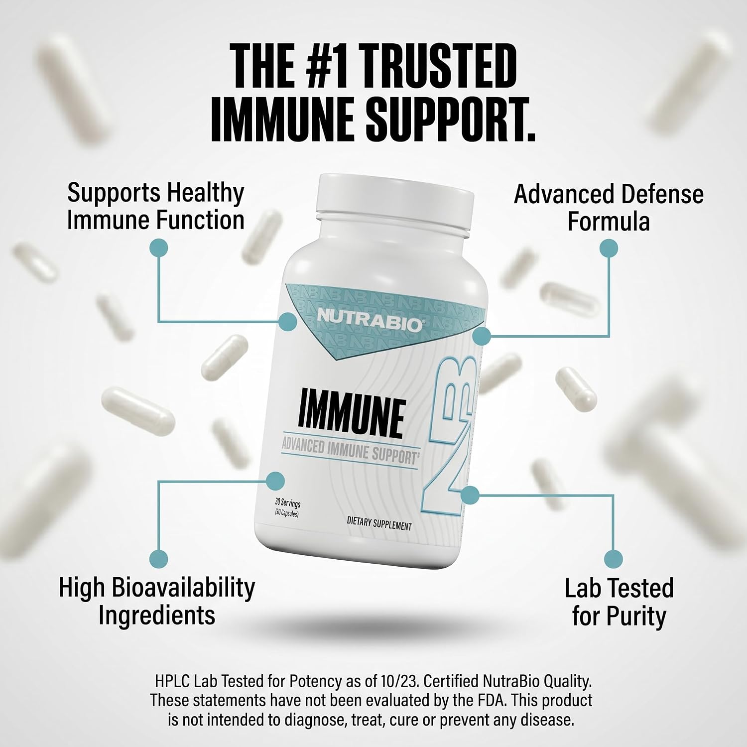 NutraBio Immune Support Supplement with EpiCor, 90 Vegetable Capsules - görsel 3