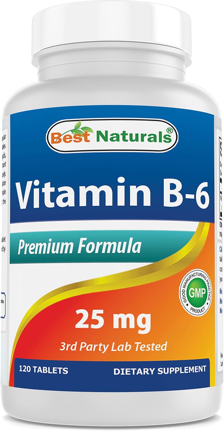 Best Naturals Vitamin B6 25mg, 120 Tablets - görsel 1