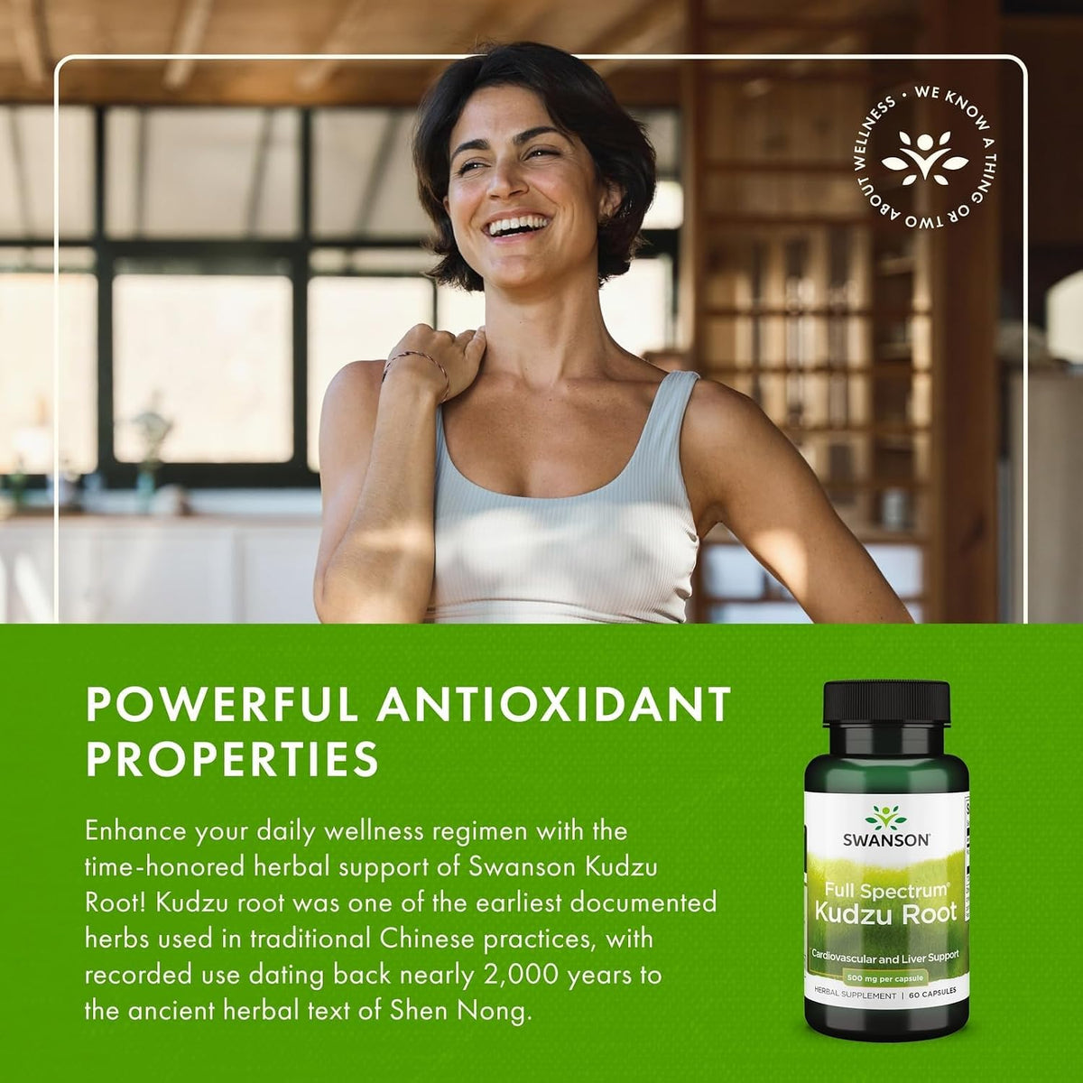 Swanson Full Spectrum Kudzu Root - 500 mg, 60 Capsules (Pack of 2) - Herbal Food Supplement for Heart & Liver Health - görsel 6
