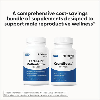 Fairhaven Health FertilAid for Men and Countboost Combo - Male Fertility Supplement with L-carnitine, Zinc, Folate