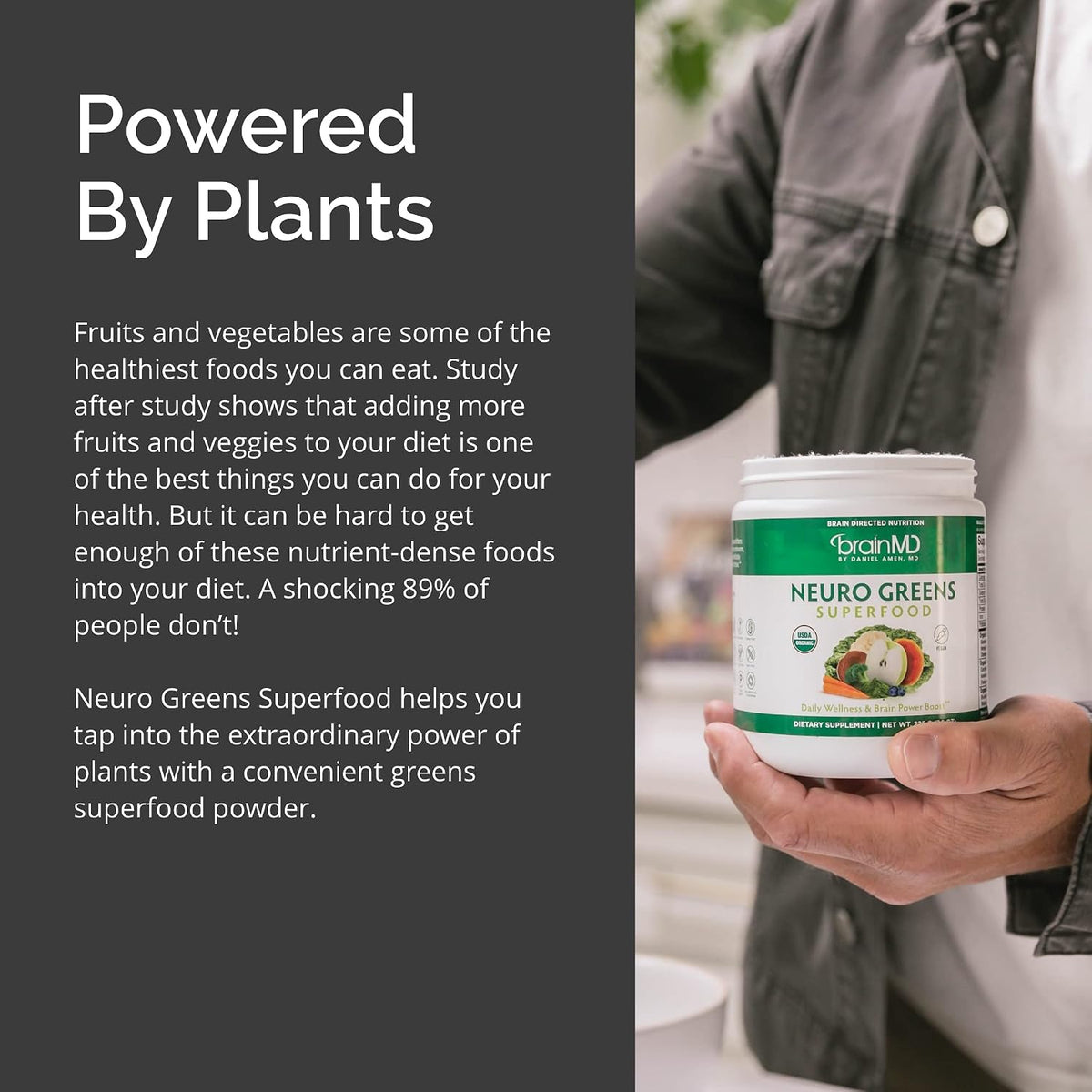 BRAINMD Dr Amen Neuro Greens Superfood - 224 g - Aids Whole-Body Wellness, Digestive Health, Immune Function and Cognitive Health - Gluten-Free - 30 Servings - görsel 5