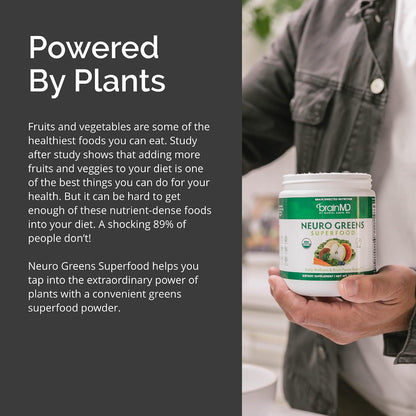 BRAINMD Dr Amen Neuro Greens Superfood - 224 g - Aids Whole-Body Wellness, Digestive Health, Immune Function and Cognitive Health - Gluten-Free - 30 Servings
