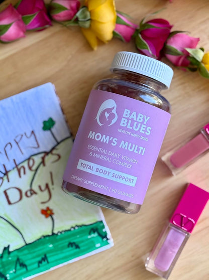 Baby Blues Multivitamin for Women - Daily Gummy Multivitamin for Mum with Biotin, B12, Folate, Vitamin D & Zinc - Hair, Skin & Nails, Energy & Immune Support - Iron Free, 90 Gummies