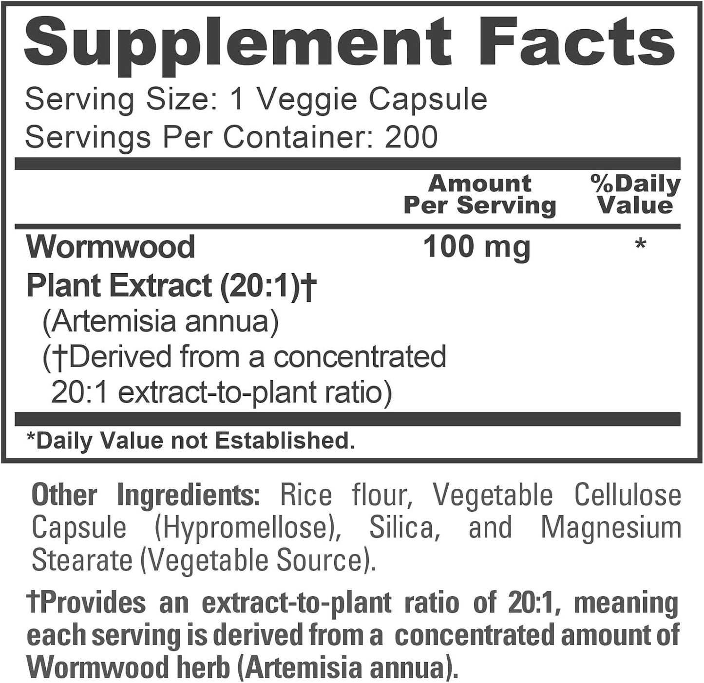 NusaPure Wormwood Capsules, 100 mg, 200 Veg Capsules | Vegan & Non-GMO | GMP - görsel 4