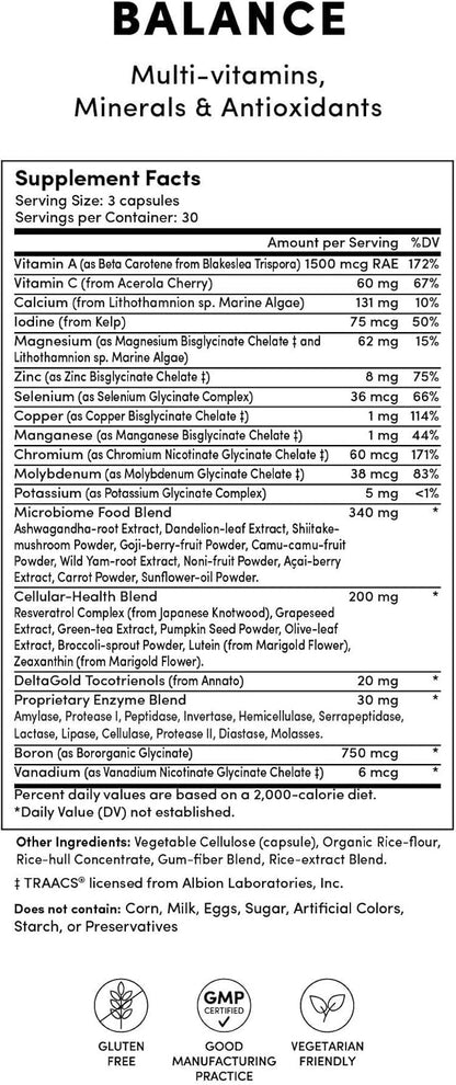 Tranont Balance | Multi-Mineral & Vitamin Supplement for Adults | 90 Capsules