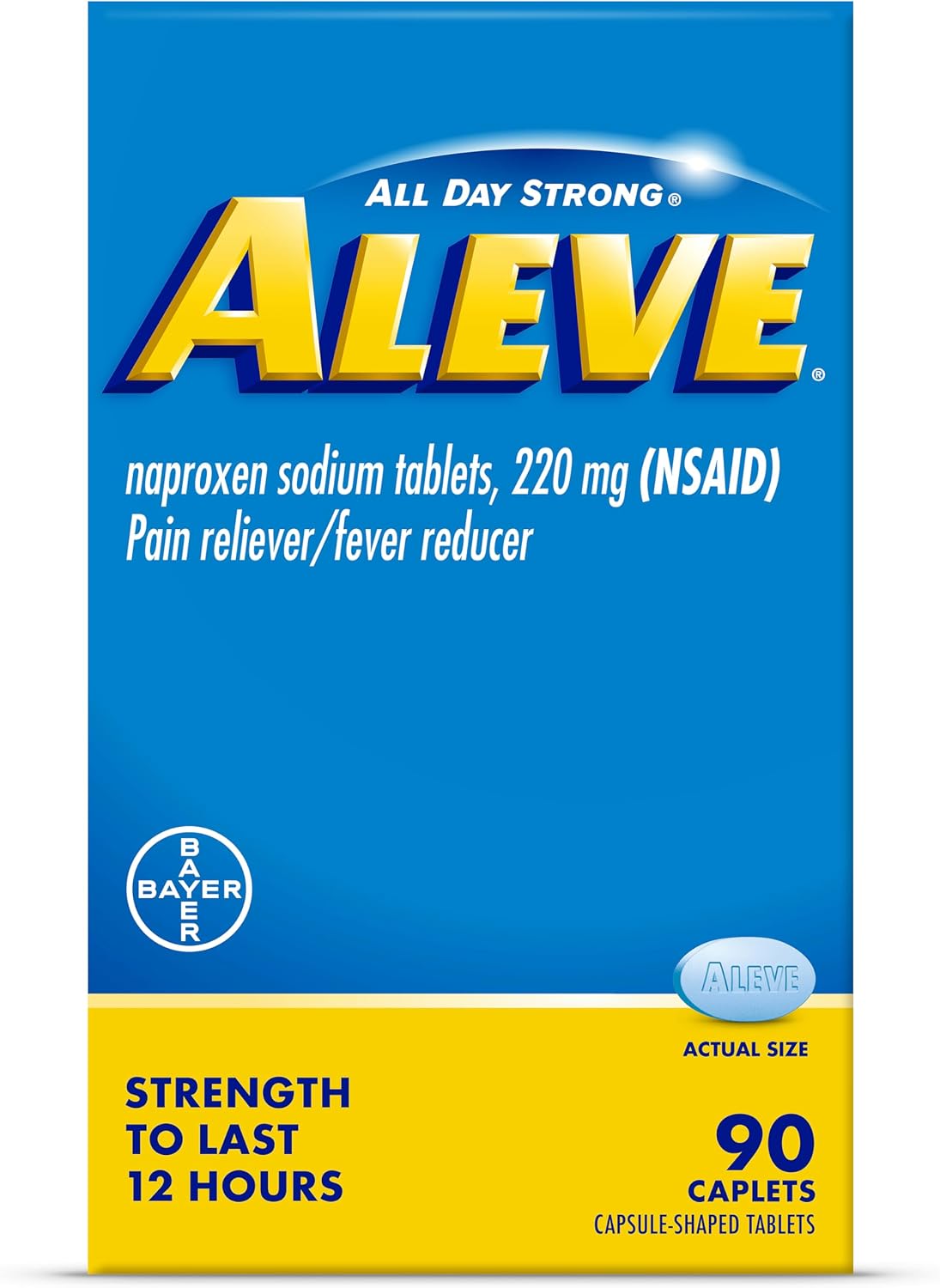 Aleve Naproxen Sodium 220 mg Caplets, 90 Count - görsel 1