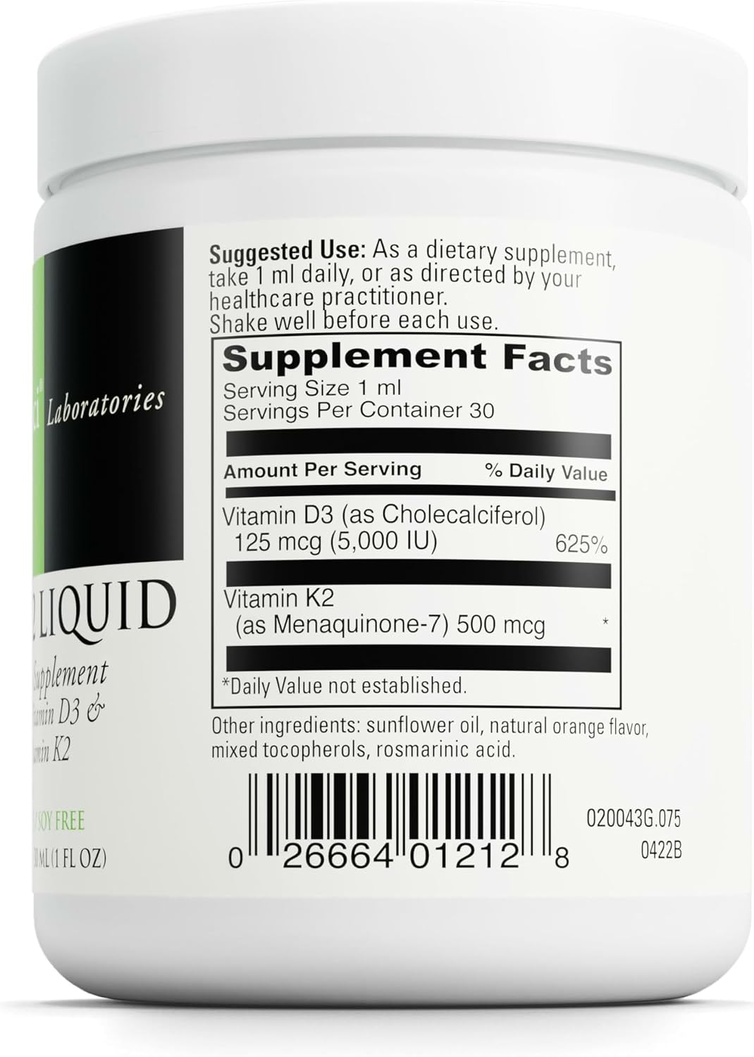 DAVINCI Labs D3/K2 Liquid - Vitamin D3 & K2 Food Supplement, 30 mL (30 Servings) - görsel 2