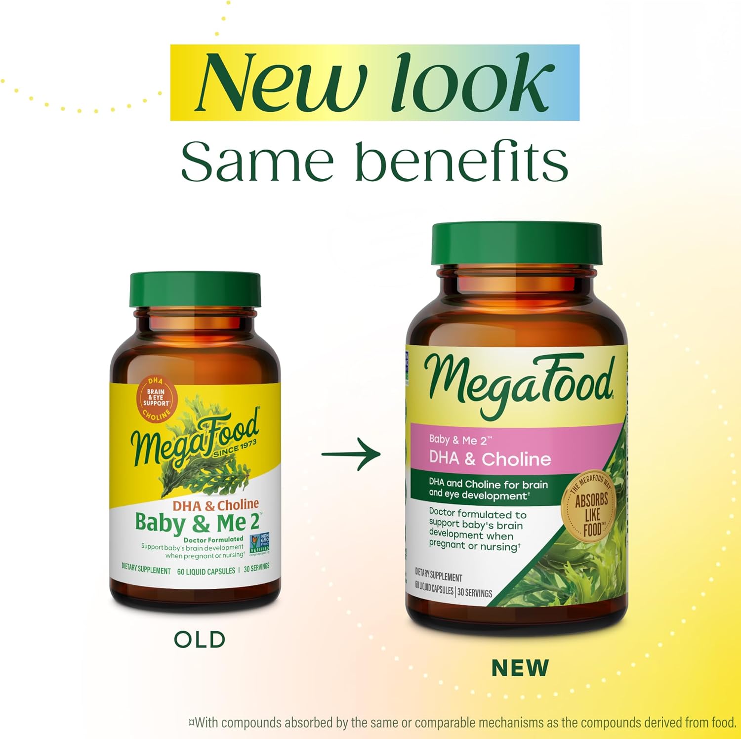 MegaFood Baby & Me 2 Prenatal DHA & Choline Supplement, Vegan, 60 Liquid Capsules - görsel 2