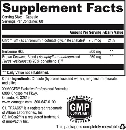 XYMOGEN Berberine with InSea2 - Cellular Metabolic & Immune Support - 60 Capsules