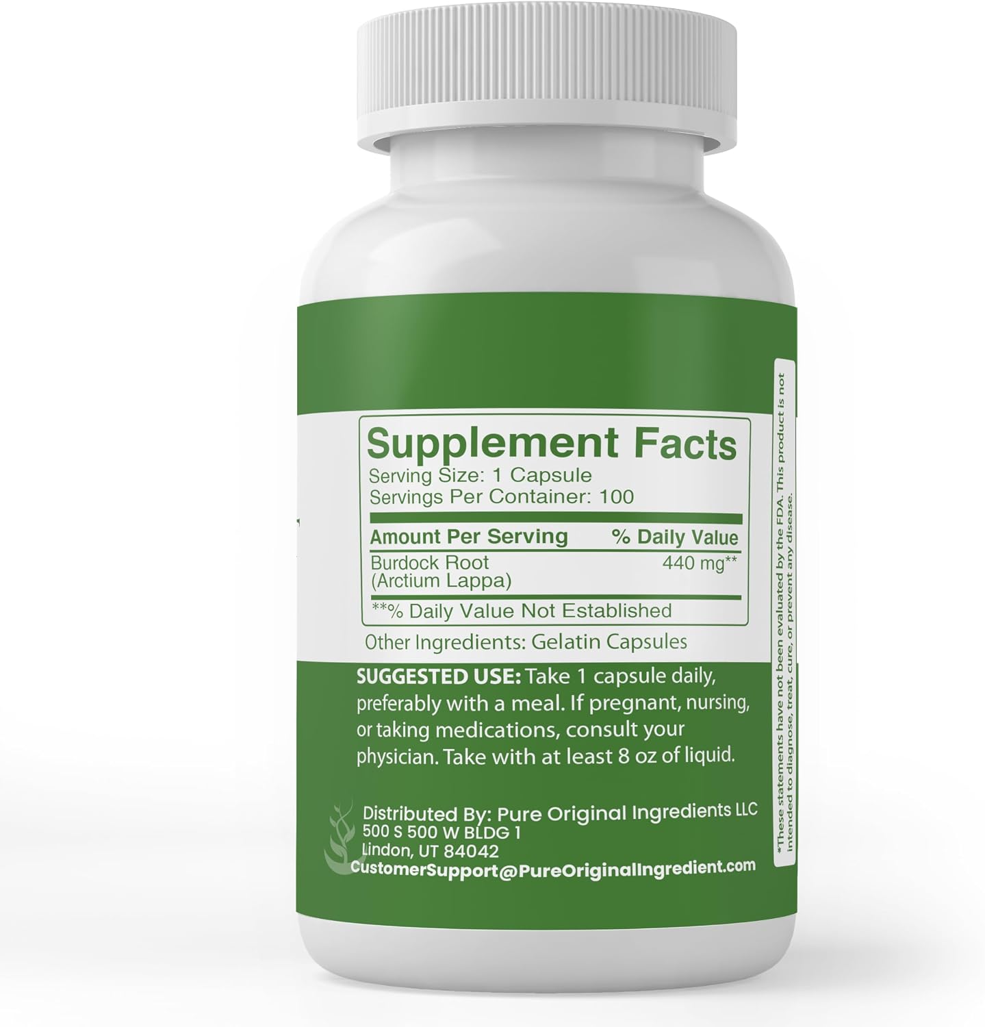 Pure Original Ingredients Burdock Root, 100 Capsules - Always Pure, No Additives or Fillers, Lab Verified - görsel 2