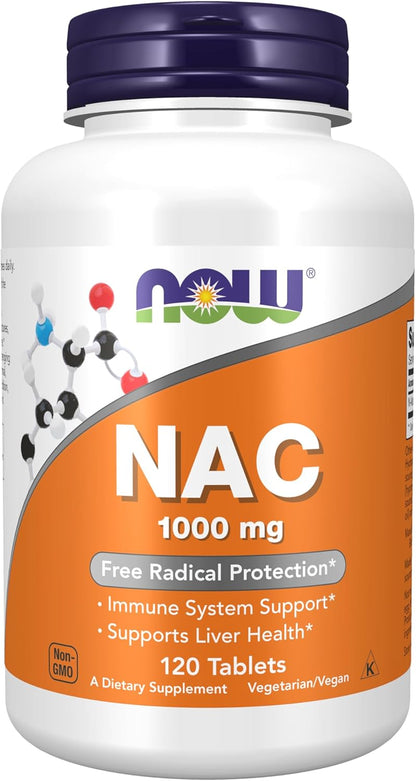 NOW Foods NAC (N-Acetyl-Cysteine) 1,000 mg, 120 Tablets